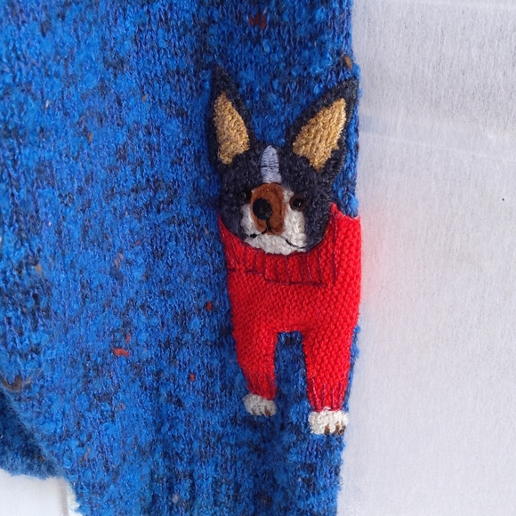 Design Options by Philip& Jane Gordon blue vintage sweater cardigan dogs puppies - Picture 11 of 13